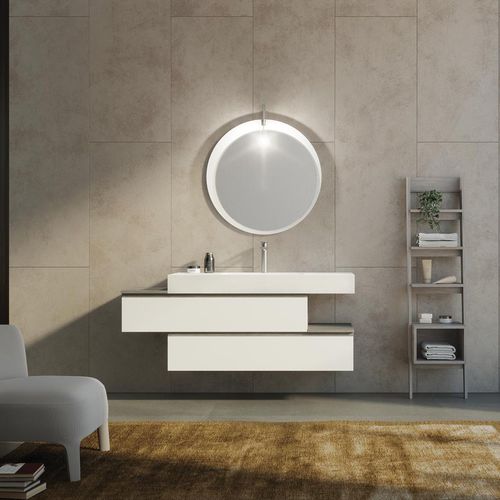Wall-hung washbasin cabinet - FL23 - LEGNOBAGNO - oak / ceramic / HPL