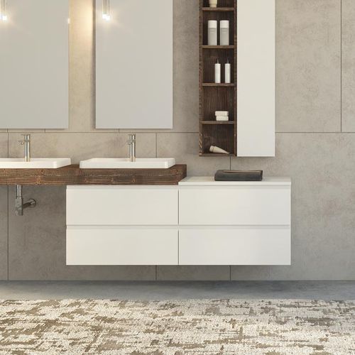 Wall-hung washbasin cabinet - FL24 - LEGNOBAGNO - solid wood / ceramic / HPL