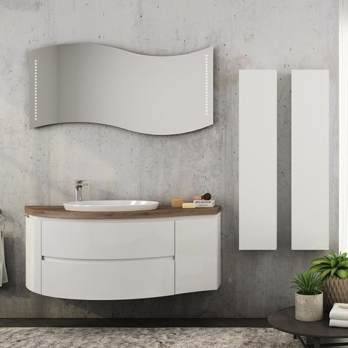 Wall-hung washbasin cabinet - FC09 - LEGNOBAGNO - oak / ceramic / HPL