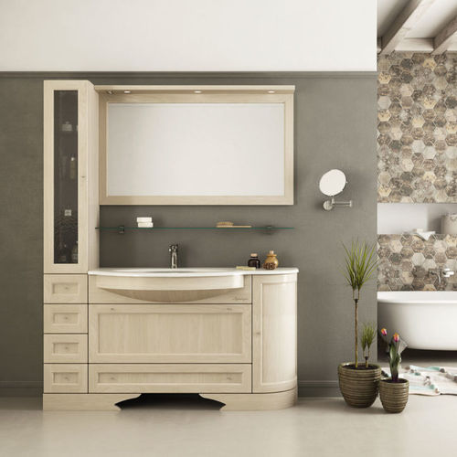 Free-standing washbasin cabinet - R207 - LEGNOBAGNO - oak / solid wood / ceramic