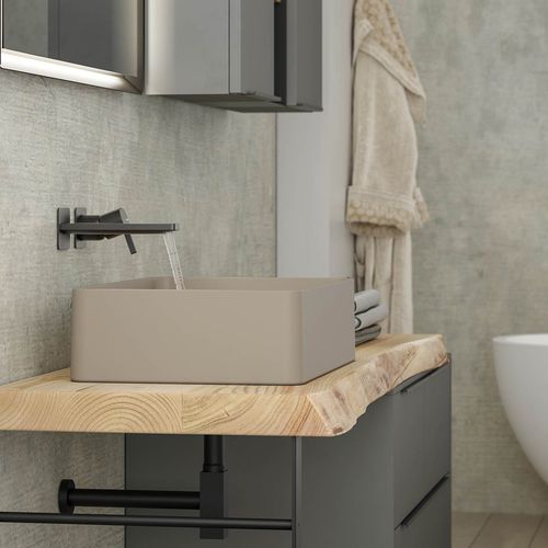 Wooden vanity top - LIFE 13 - LEGNOBAGNO - ceramic / with towel rack