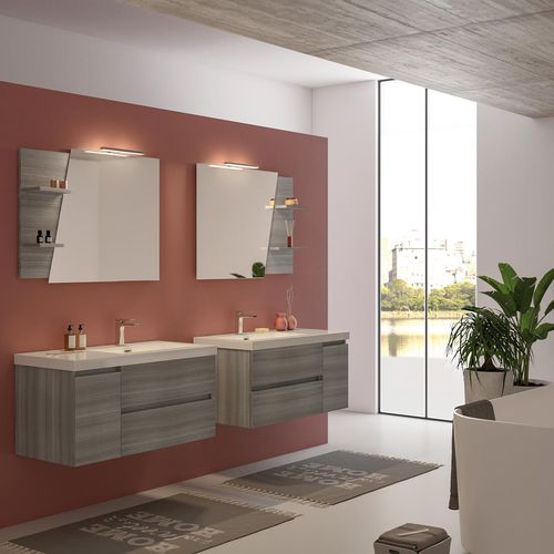 Wall-hung washbasin cabinet - LINE 04 - LEGNOBAGNO - wooden / resin / contemporary