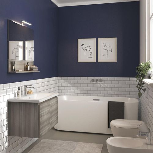 Wall-hung washbasin cabinet - SOFT 08 - LEGNOBAGNO - wooden / ceramic / contemporary