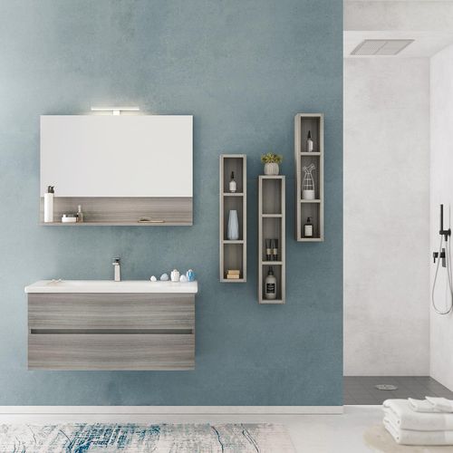 Wall-hung washbasin cabinet - SOFT 10 - LEGNOBAGNO - wooden / ceramic / contemporary
