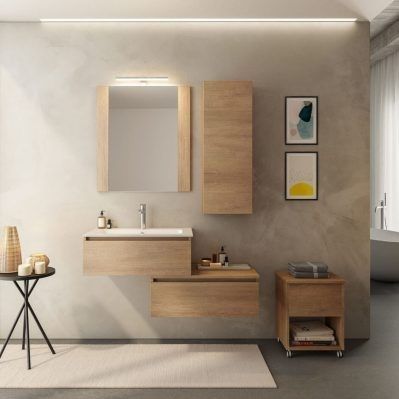 Wall-hung washbasin cabinet - URBAN COMPONIBILE 01 - LEGNOBAGNO - wooden / contemporary / with door
