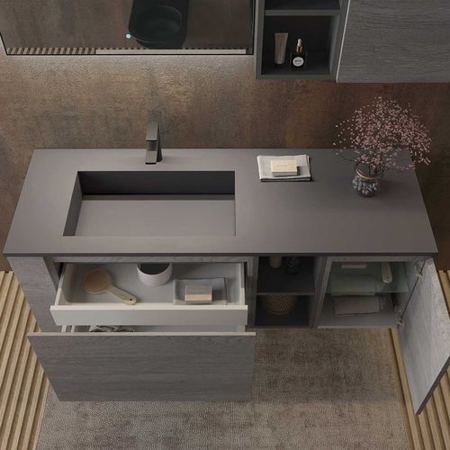 Wall-hung washbasin cabinet - FL19 - LEGNOBAGNO - wooden / contemporary / with door