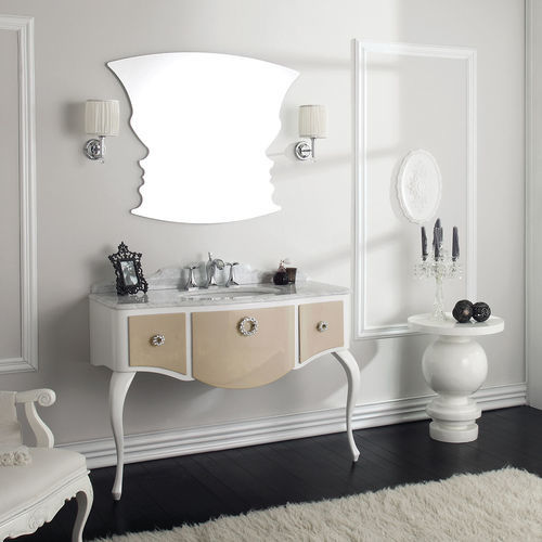 Free-standing washbasin cabinet - GLAM 01 - LEGNOBAGNO - wooden / chrome / marble