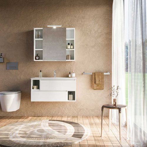 Wall-hung washbasin cabinet - CITY 02 - LEGNOBAGNO - wooden / resin / PVC