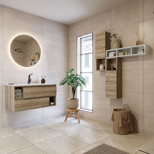 Wall-hung washbasin cabinet - CITY 03 - LEGNOBAGNO - oak / resin / contemporary