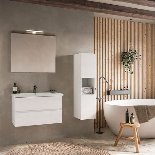 Wooden washbasin cabinet - SOFT 03 - LEGNOBAGNO - wall-hung / ceramic / PVC