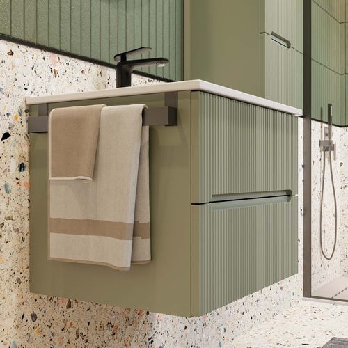 Wall-mounted vanity cabinet - VERSO VE.02 - LEGNOBAGNO - wooden / ceramic / contemporary