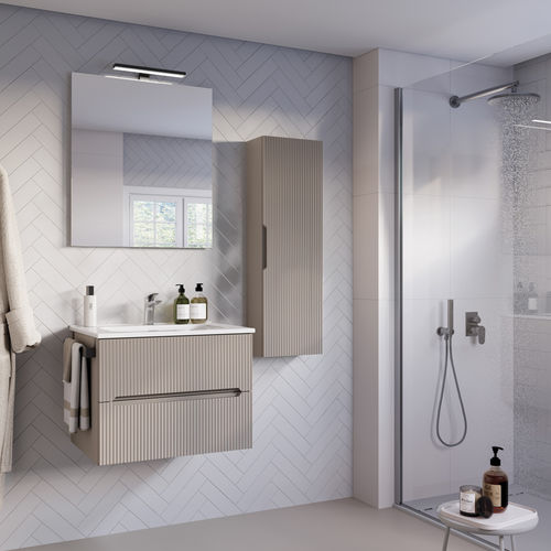 Wall-mounted vanity cabinet - VERSO VE.09 - LEGNOBAGNO - wooden / ceramic / contemporary