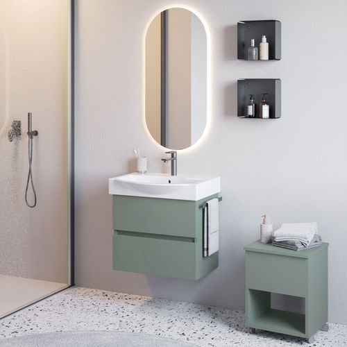 Free-standing washbasin cabinet - MANATTHAN M1 - LEGNOBAGNO - wall-mounted / ceramic / oak