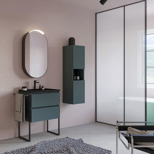 Free-standing washbasin cabinet - PLATEA P1 - LEGNOBAGNO - wall-mounted / metal / ceramic