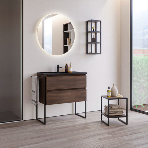 Free-standing washbasin cabinet - PLATEA P3 - LEGNOBAGNO - wall-mounted / metal / ceramic