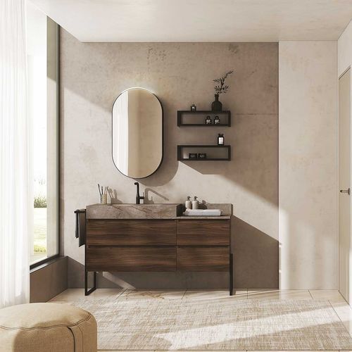 Free-standing washbasin cabinet - UCO01 - LEGNOBAGNO - wall-mounted / ceramic / walnut