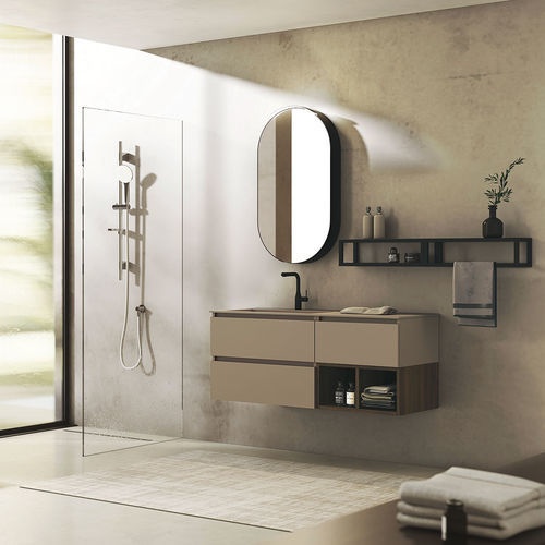 Wall-hung washbasin cabinet - UCO04 - LEGNOBAGNO - walnut / contemporary / without door