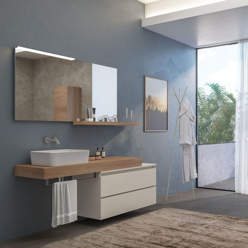 Wall-hung washbasin cabinet - UCO18 - LEGNOBAGNO - ceramic / oak / contemporary