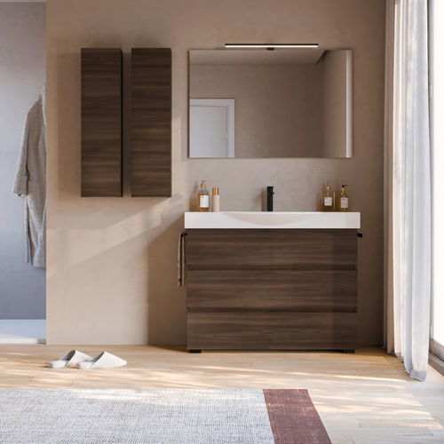 Wall-hung washbasin cabinet - MANATTHAN M6 - LEGNOBAGNO - ceramic / contemporary / with door