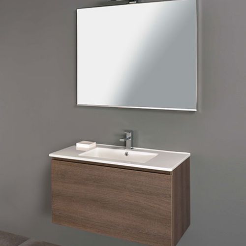 Wall-hung washbasin cabinet - LINK: LK 03 - MOBILTESINO - laminate / ceramic / contemporary