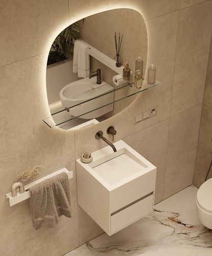 Wall-mounted washbasin - CUBIC - MOMA DESIGN - wooden / Corian® / custom