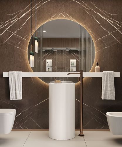 Free-standing washbasin - ROUND BASINS - MOMA DESIGN - Corian® / custom / round