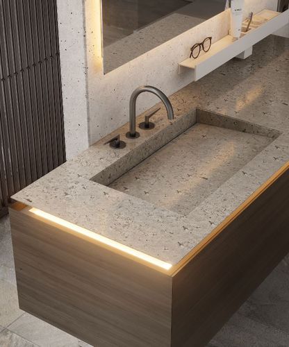Double vanity top - TECNO  - MOMA DESIGN - marble / porcelain stoneware / custom-made