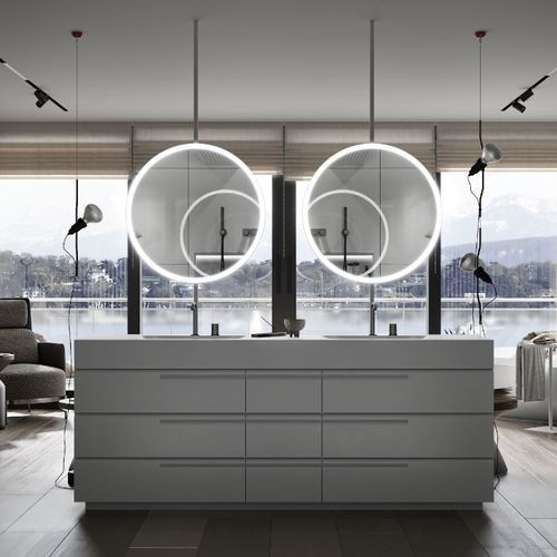 Double washbasin cabinet - EMPHASIS - MOMA DESIGN - free-standing / lacquered wood / contemporary