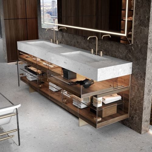 Double washbasin cabinet - ELEGANCE  - MOMA DESIGN - wall-mounted / free-standing / wooden