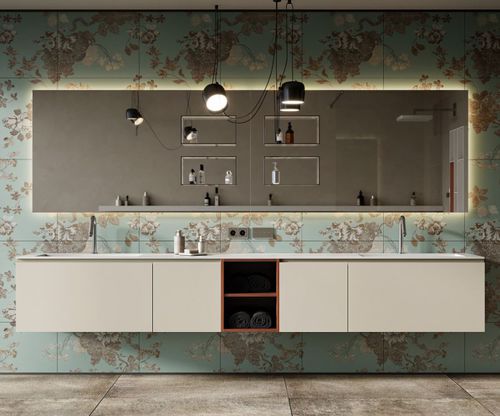 Double washbasin cabinet - EMOTION  - MOMA DESIGN - wall-mounted / oak / MDF