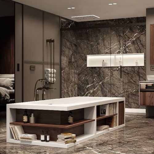 Free-standing bathtub - IVORY TUB  - MOMA DESIGN - for homes / Corian® / walnut