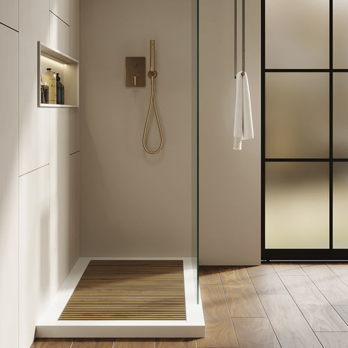 Rectangular shower base - ONE SHOWER - MOMA DESIGN - raised / wooden / non-slip