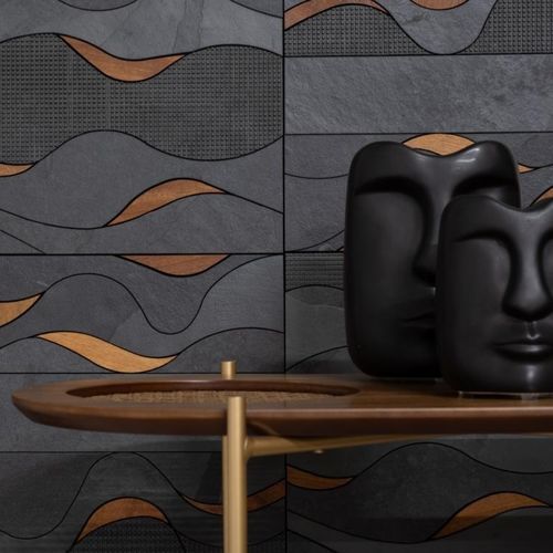 Natural stone tile - HORIZONTE PRETO LEGNO - MOSARTE - wooden / natural finish / textured