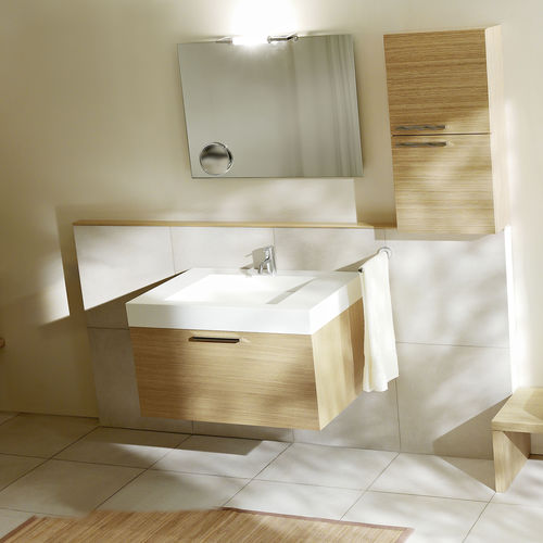 Wall-hung washbasin cabinet - IGUAZU: 80 - PROGETTOBAGNO - oak / Solid Surface / contemporary