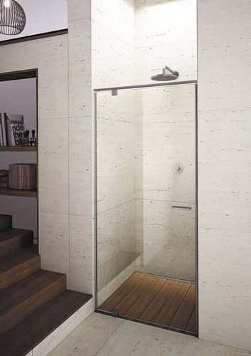 Glass shower cubicle - IUN-1 - PROVEX - stainless steel / aluminum / with hinged door