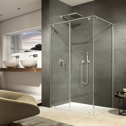 Glass shower cubicle - IUT-1 + IUW - PROVEX - aluminum / with hinged door / corner