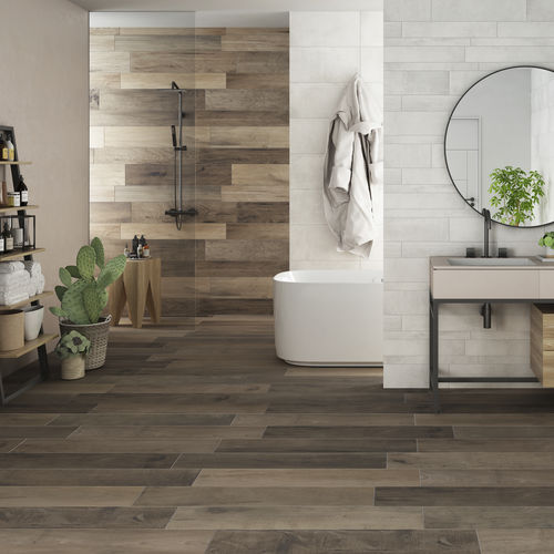 Porcelain stoneware tile - ASPEN : BROWN STRONG - Ceramica Rondine - structure / natural finish / indoor