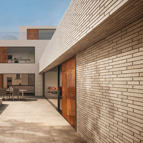 Clinker cladding brick - 452 SILBER-GRAU USED LOOK - STRÖHER - for facade / glued / contemporary