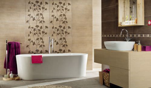 Ceramic tile - BILOBA BEIGE - TUBADZIN - matte / indoor / bathroom