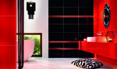 Ceramic tile - RED - TUBADZIN - high-gloss / indoor / bathroom
