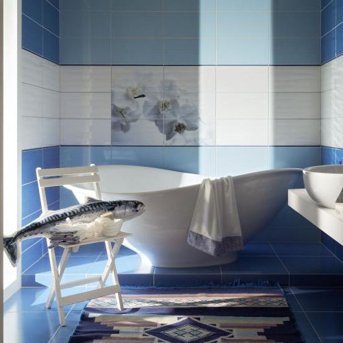 Porcelain stoneware tile - MAXIMA BLUE - TUBADZIN - polished / bathroom / wall