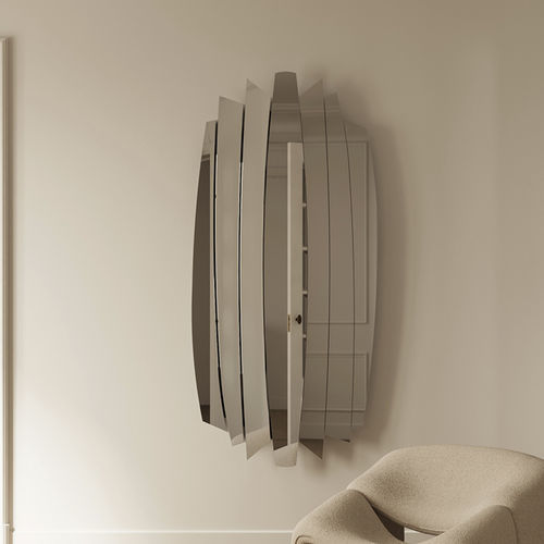 Wall-mounted mirror - Tutti XL - DEKNUDT MIRRORS  - original design / silver-colored / vertical