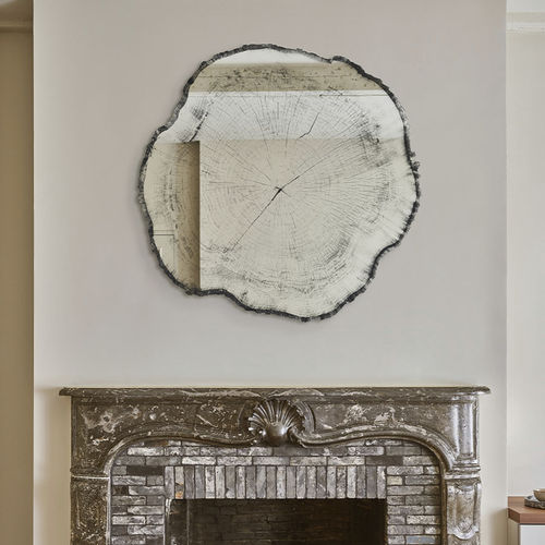 Wall-mounted mirror - ARBO Dark L - DEKNUDT MIRRORS  - original design / black / silver-colored