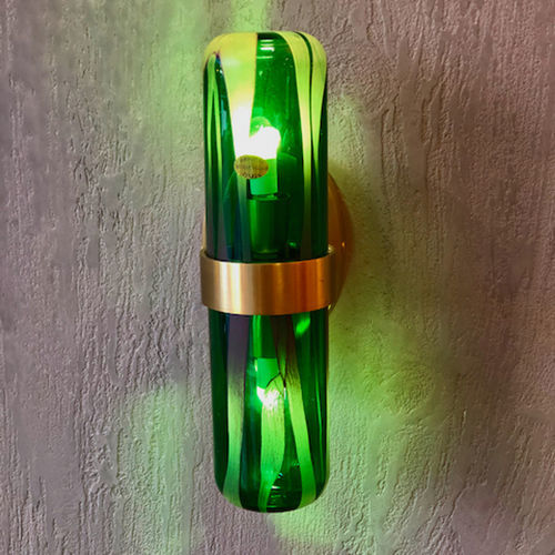Unique design wall light - MURANO PILL LARGE - GONG - indoor / blown glass / brass