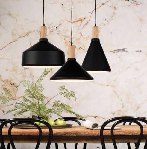 Pendant lamp - MELBOURNE/H38/B  - it's about RoMi - iron / wooden / contemporary
