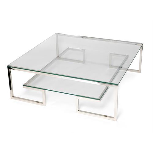 Contemporary coffee table - HARLEM - VILLIERS - glass / stainless steel / square