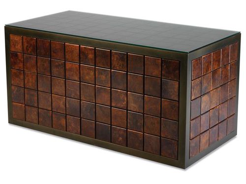 Contemporary coffee table - PRISMA BLOCK 04 - VILLIERS - patinated metal / copper / rectangular
