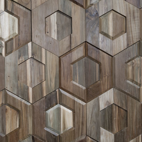 Cover decorative panel - Sestina Teak - WONDERWALL STUDIOS - wall-mounted / for interior / reclaimed teak