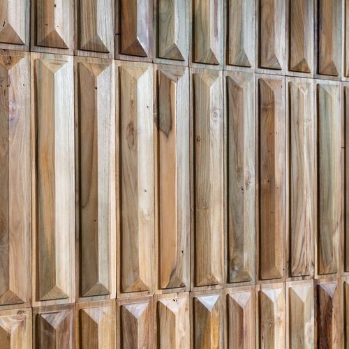 Cover decorative panel - TRINITY TEAK - WONDERWALL STUDIOS - wall-mounted / for interior / reclaimed teak