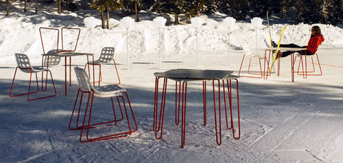 Contemporary table - CHIPS - Myyour - HPL / polyethylene base / square